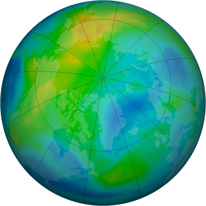 Arctic ozone map for 28 October 2009